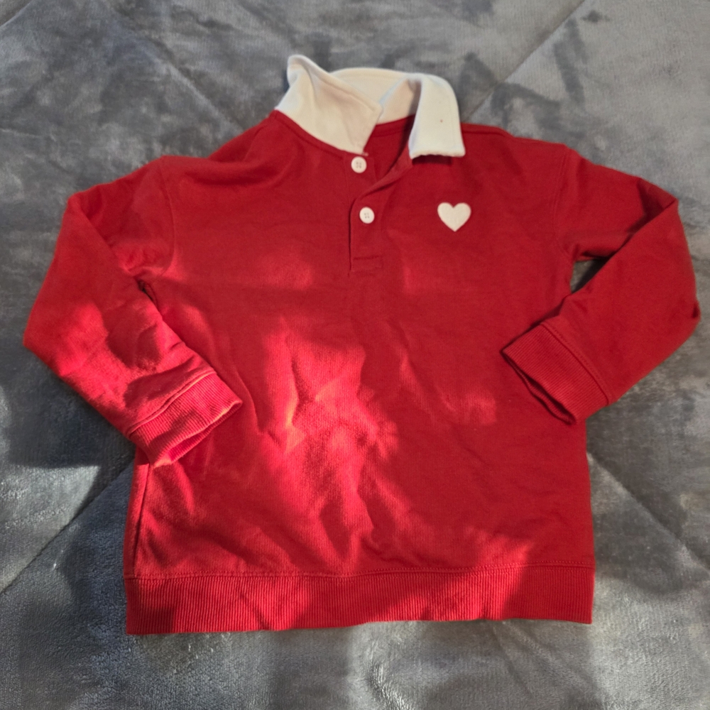 Cat & Jack Red Polo with Heart Accent